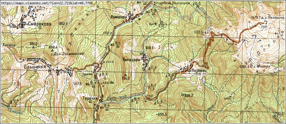 Карта ЛІКІЦАРИ, Закарпатська область, Перечинський район