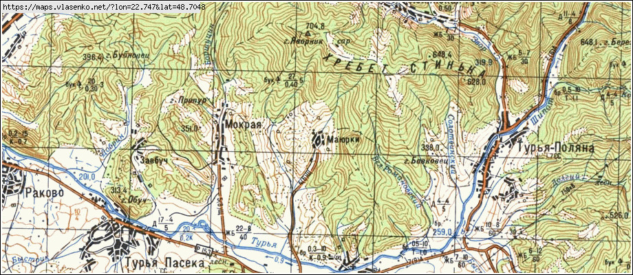 Карта МАЮРКИ, Закарпатська область, Перечинський район