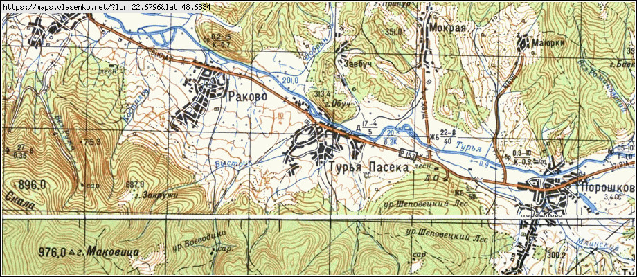 Карта ТУР'Я ПАСІКА, Закарпатська область, Перечинський район