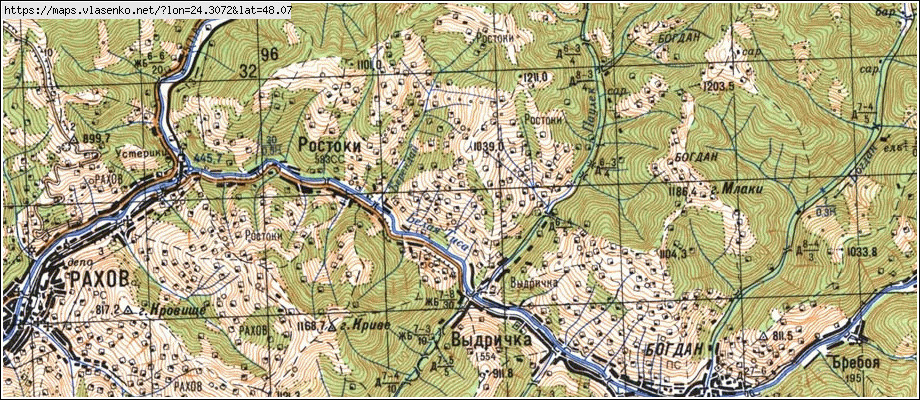 Карта РОЗТОКИ, Закарпатська область, Рахівський район