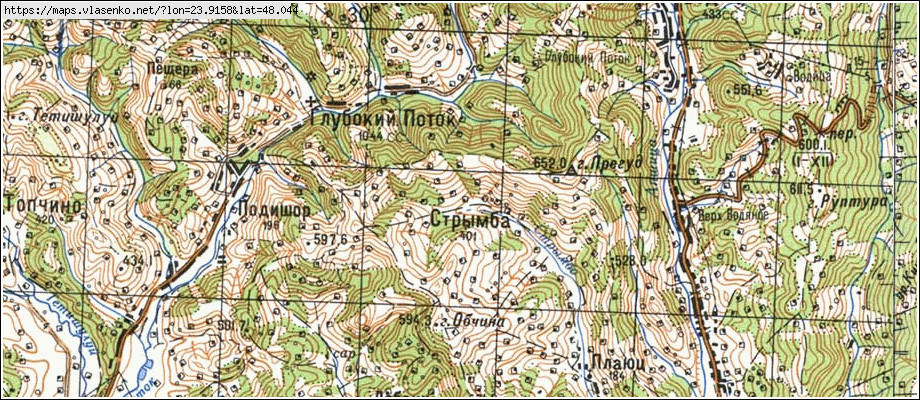 Карта СТРИМБА, Закарпатська область, Рахівський район