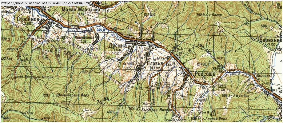Карта ПЛАВ'Я, Закарпатська область, Свалявський район