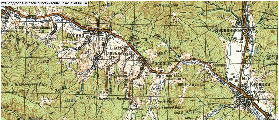 Карта РОСОШ, Закарпатська область, Свалявський район