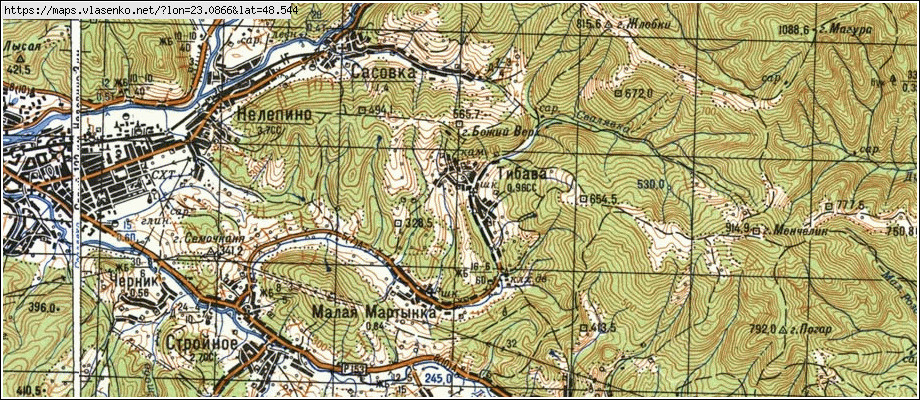 Карта ТИБАВА, Закарпатська область, Свалявський район