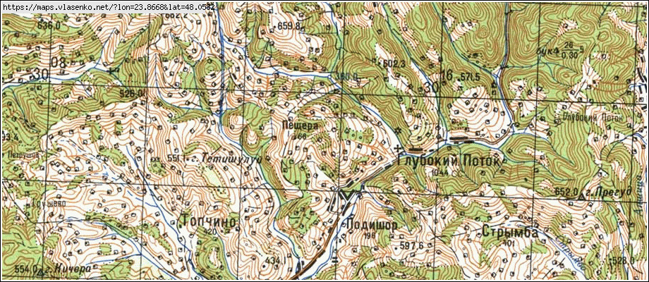 Карта ПЕЩЕРА, Закарпатська область, Тячівський район