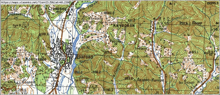 Карта РОСОШ, Закарпатська область, Тячівський район