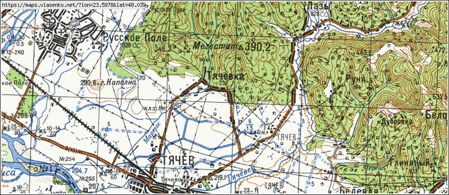 Карта ТЯЧІВКА, Закарпатська область, Тячівський район
