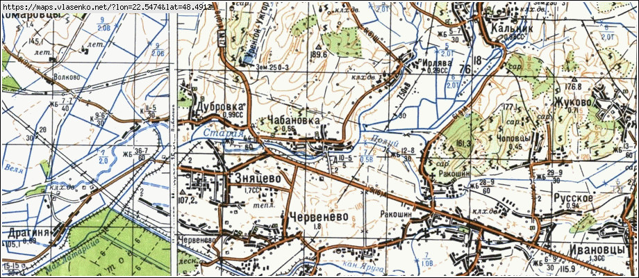 Карта ЧАБАНІВКА, Закарпатська область, Ужгородський район