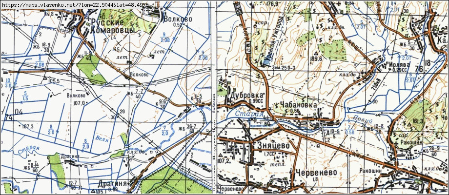 Карта ДУБРІВКА, Закарпатська область, Ужгородський район