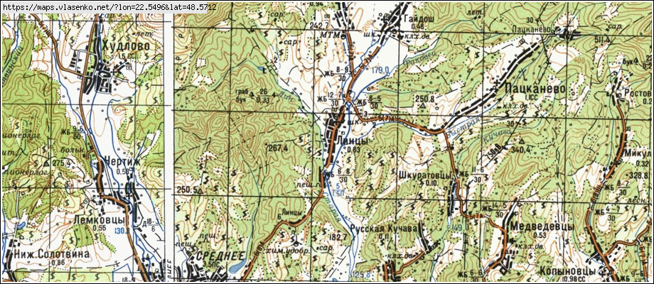 Карта ЛІНЦІ, Закарпатська область, Ужгородський район