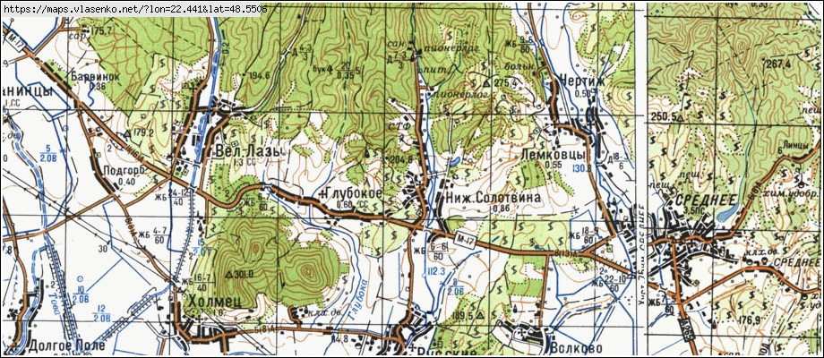 Карта НИЖНЄ СОЛОТВИНО, Закарпатська область, Ужгородський район