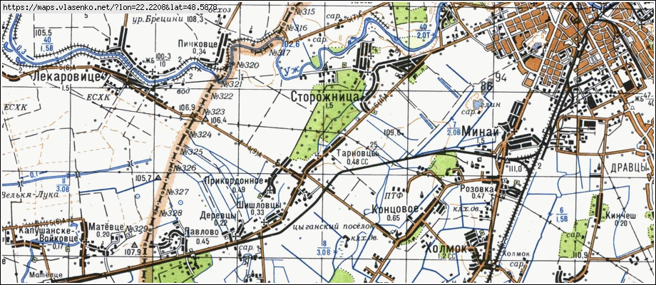 Карта ТАРНІВЦІ, Закарпатська область, Ужгородський район