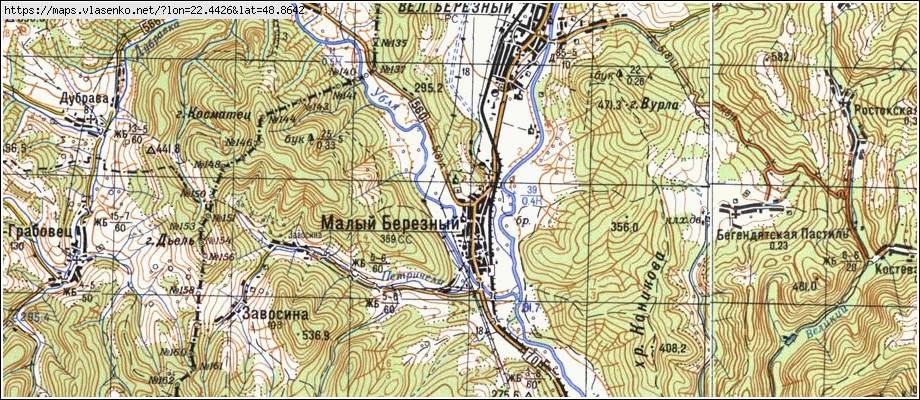 Карта МАЛИЙ БЕРЕЗНИЙ, Закарпатська область, Великоберезнянський район