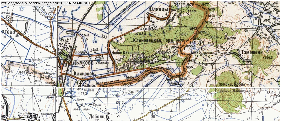 Карта ОКЛІ ГЕДЬ, Закарпатська область, Виноградівський район