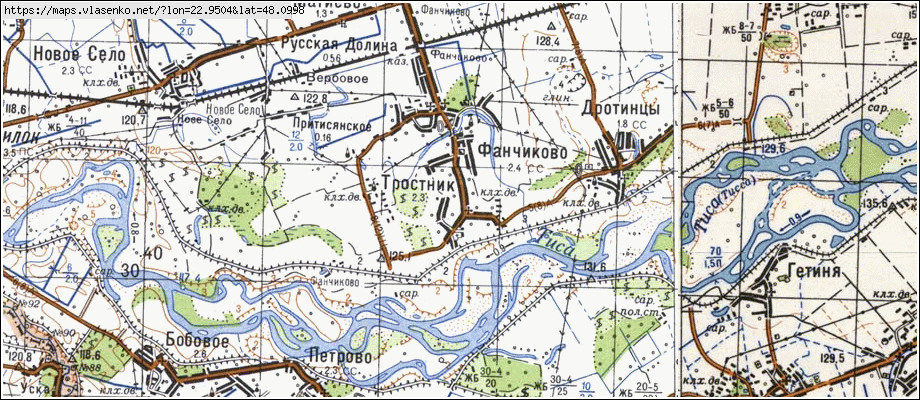 Карта ТРОСНИК, Закарпатська область, Виноградівський район