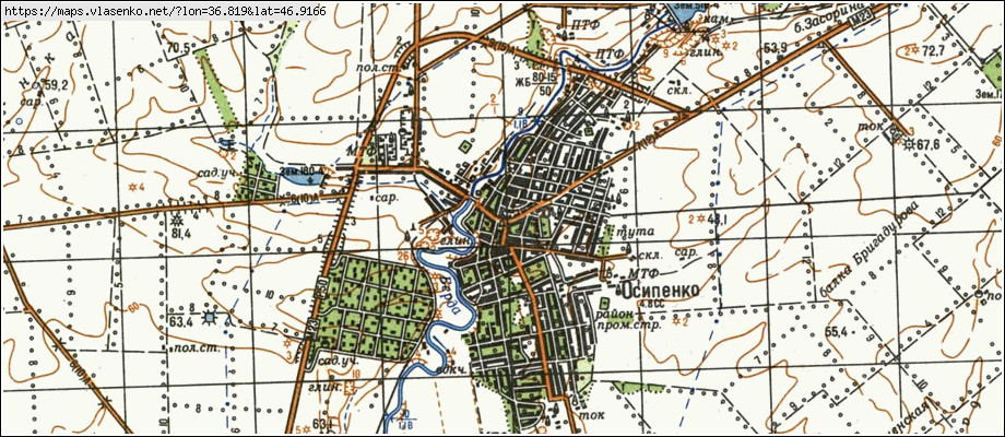 Карта ОСИПЕНКО, Запорізька область, Бердянський район
