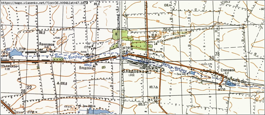 Карта ВЛАДІВКА, Запорізька область, Чернігівський район