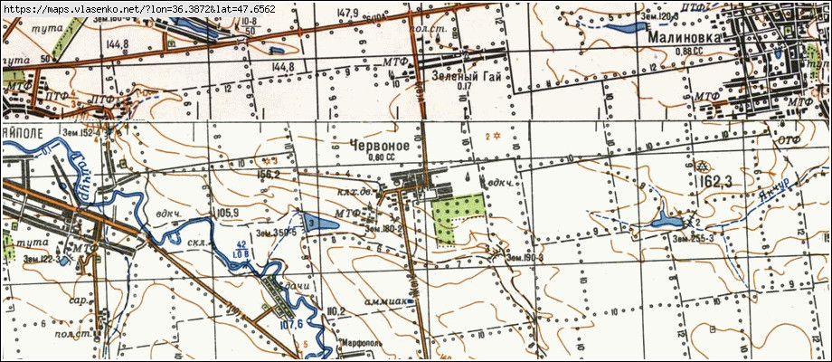 Карта ЧЕРВОНЕ, Запорізька область, Гуляйпільський район