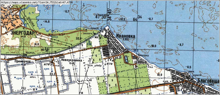 Карта ІВАНІВКА, Запорізька область, Кам'янсько-дніпровський район