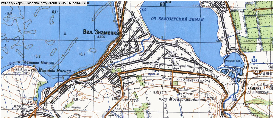 Карта ВЕЛИКА ЗНАМ'ЯНКА, Запорізька область, Кам'янсько-дніпровський район