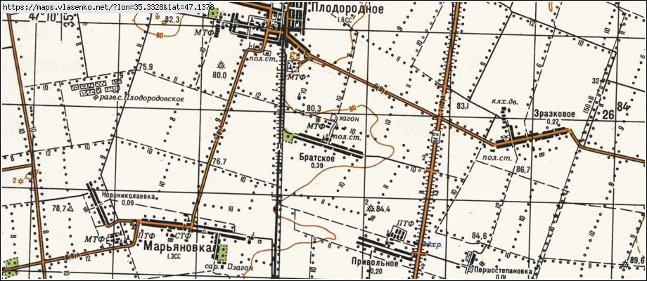 Карта БРАТСЬКЕ, Запорізька область, Михайлівський район