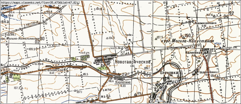 Карта НОВОТАВРИЧЕСЬКЕ, Запорізька область, Оріхівський район
