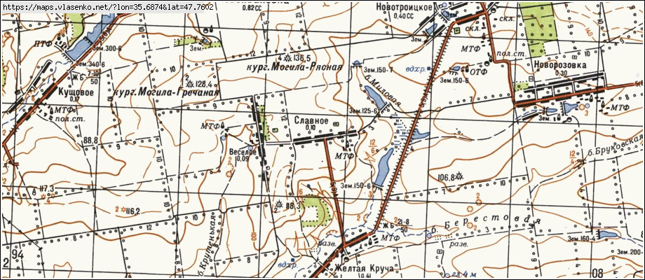 Карта СЛАВНЕ, Запорізька область, Оріхівський район