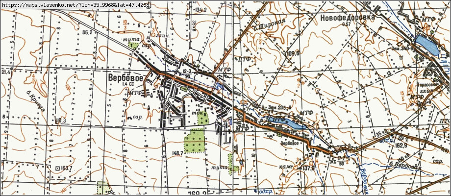 Карта ВЕРБОВЕ, Запорізька область, Пологівський район