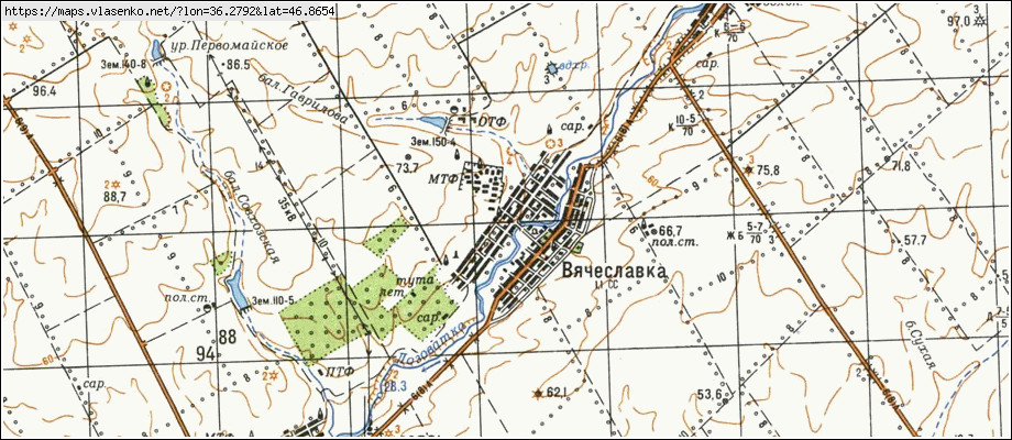 Карта ВЯЧЕСЛАВКА, Запорізька область, Приморський район