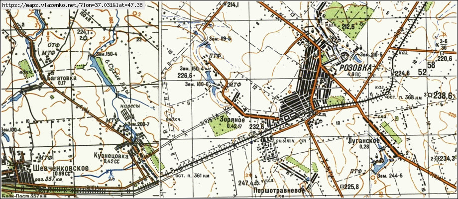 Карта ЗОРЯНЕ, Запорізька область, Розівський район