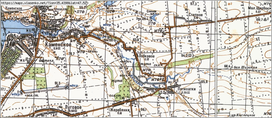 Карта ЛОБКОВЕ, Запорізька область, Василівський район