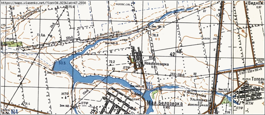 Карта НОВОБІЛОЗЕРКА, Запорізька область, Василівський район