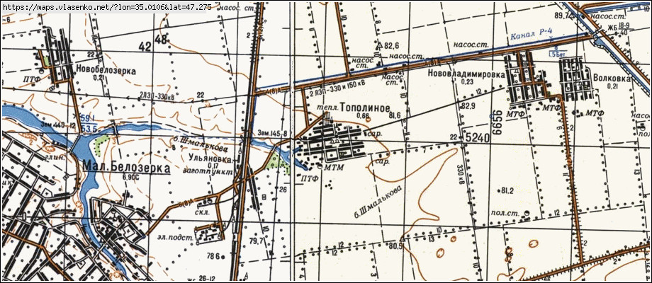 Карта ТОПОЛИНЕ, Запорізька область, Василівський район