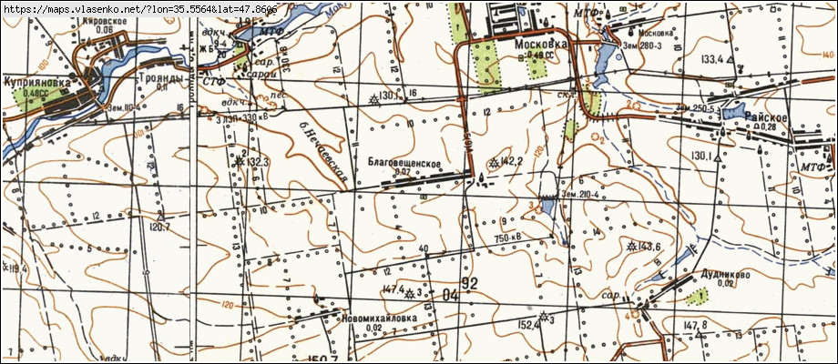 Карта БЛАГОВІЩЕНСЬКЕ, Запорізька область, Вільнянський район