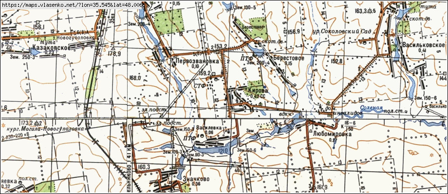 Карта КІРОВА, Запорізька область, Вільнянський район