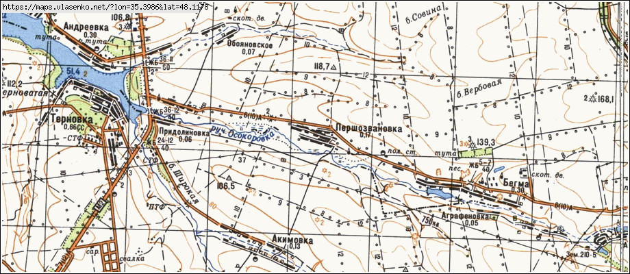 Карта ПЕРШОЗВАНІВКА, Запорізька область, Вільнянський район