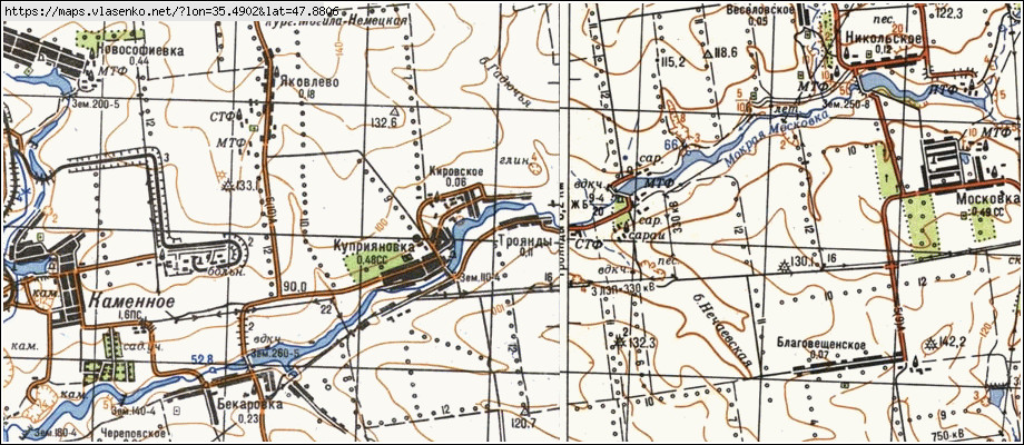Карта ТРОЯНДИ, Запорізька область, Вільнянський район