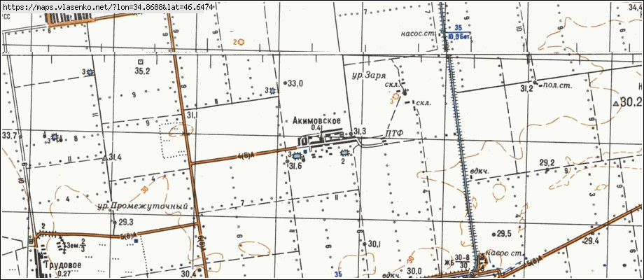Карта ЯКИМІВСЬКЕ, Запорізька область, Якимівський район