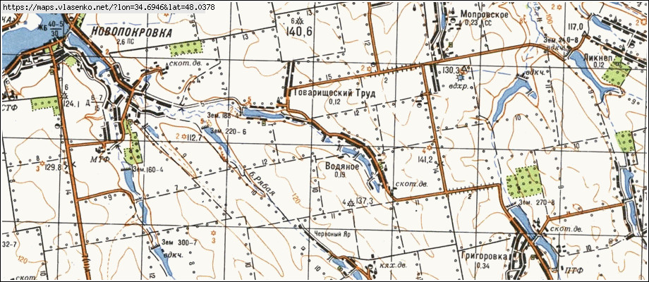 Карта ВОДЯНЕ, Запорізька область, Запорізький район