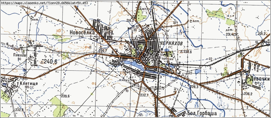Карта ЧЕРНЯХІВ, Житомирська область, Черняхівський район