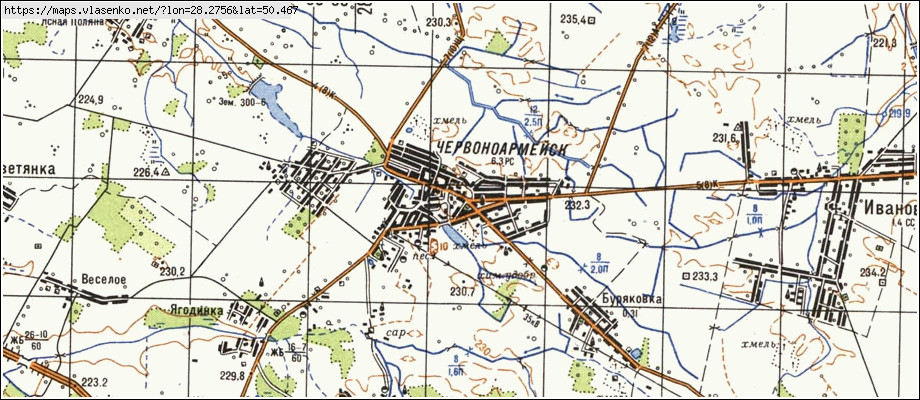 Карта ЧЕРВОНОАРМІЙСЬК, Житомирська область, Червоноармійський район
