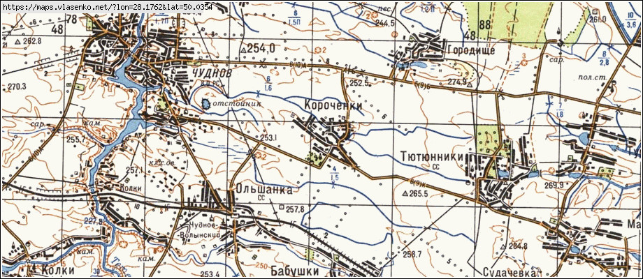 Карта КОРОЧЕНКИ, Житомирська область, Чуднівський район