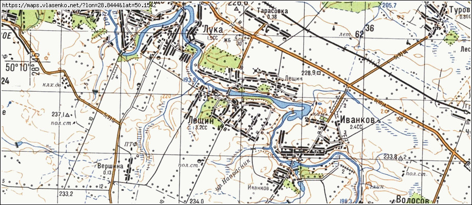 Карта ЛІЩИН, Житомирська область, Житомирський район