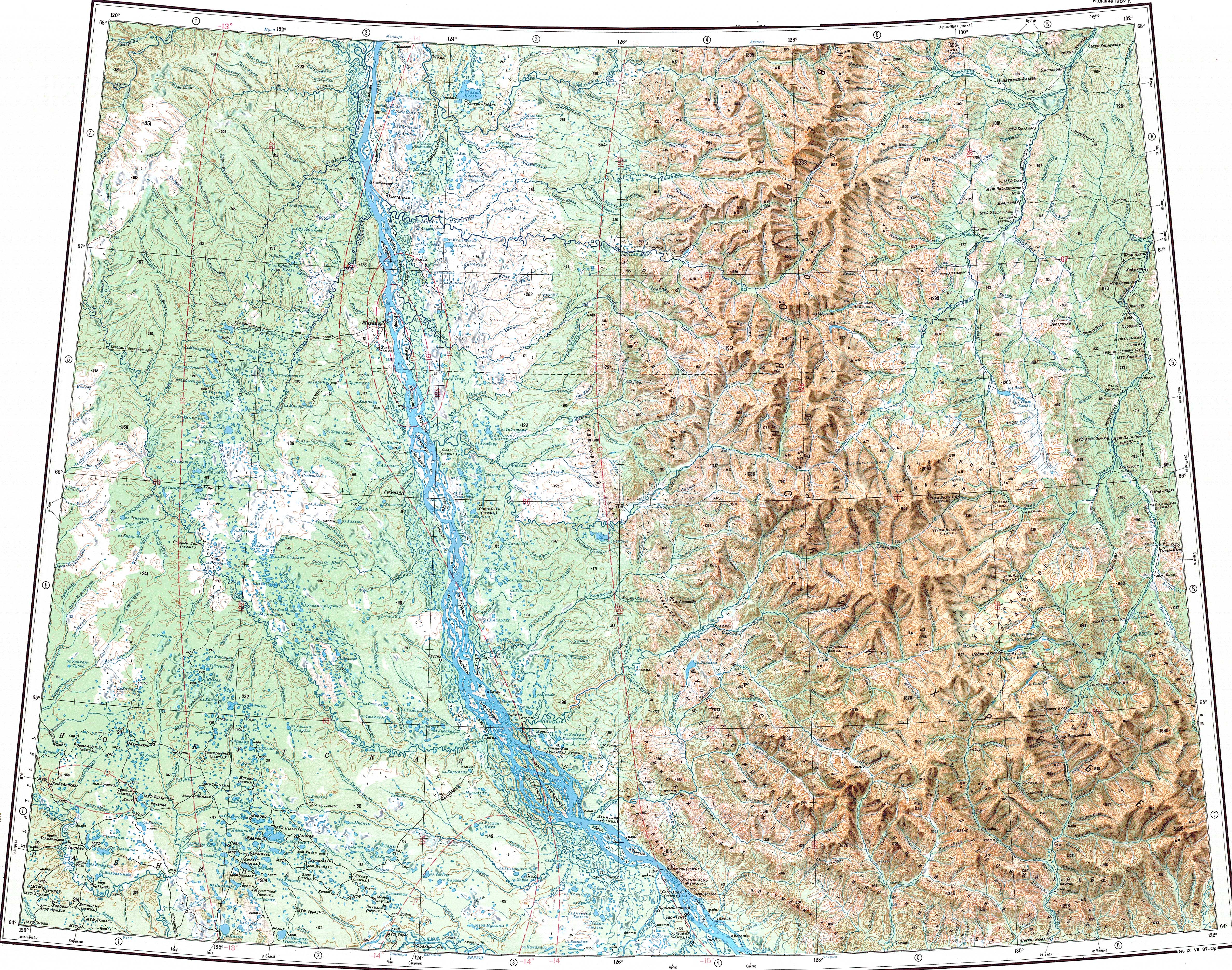 Топографическая карта якутии подробная